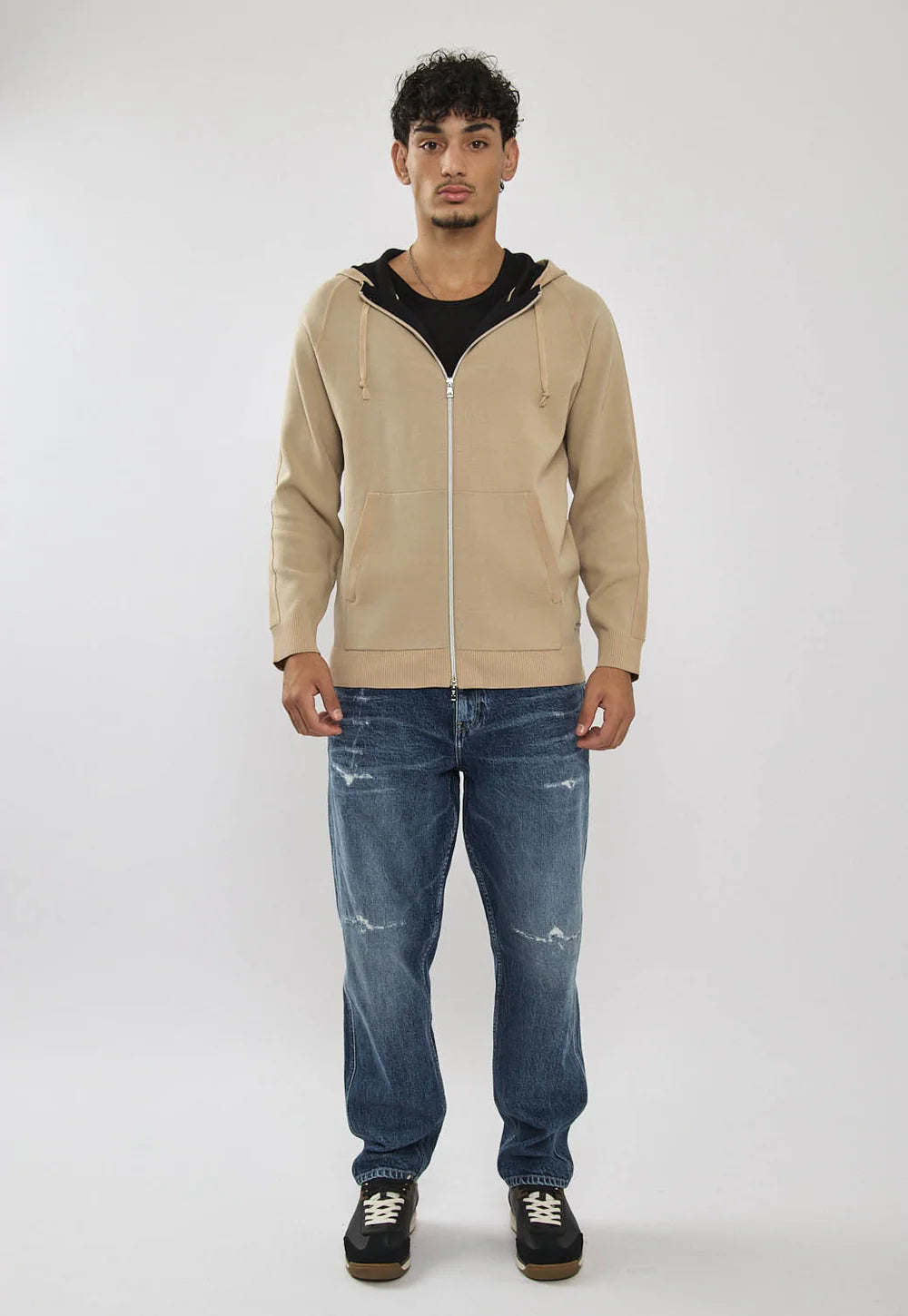 Replay Jacket ריפליי קפוצ'ון סרוג לגבר בצבע בז'