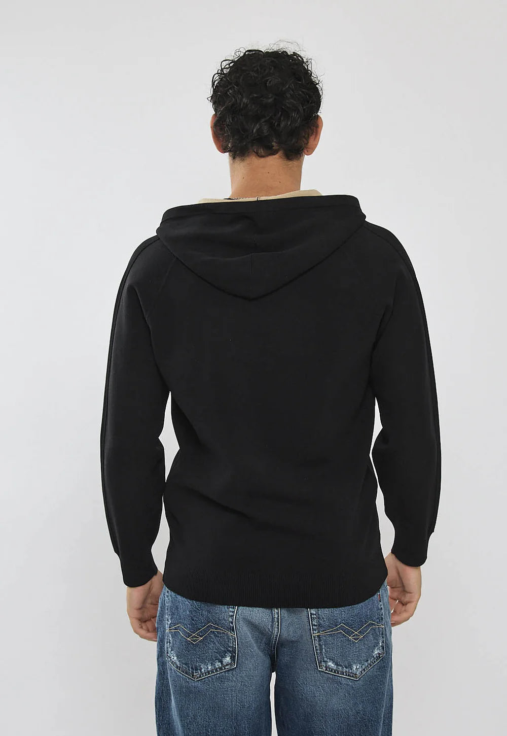 Replay Jacket ריפליי קפוצ'ון סרוג לגבר בצבע שחור