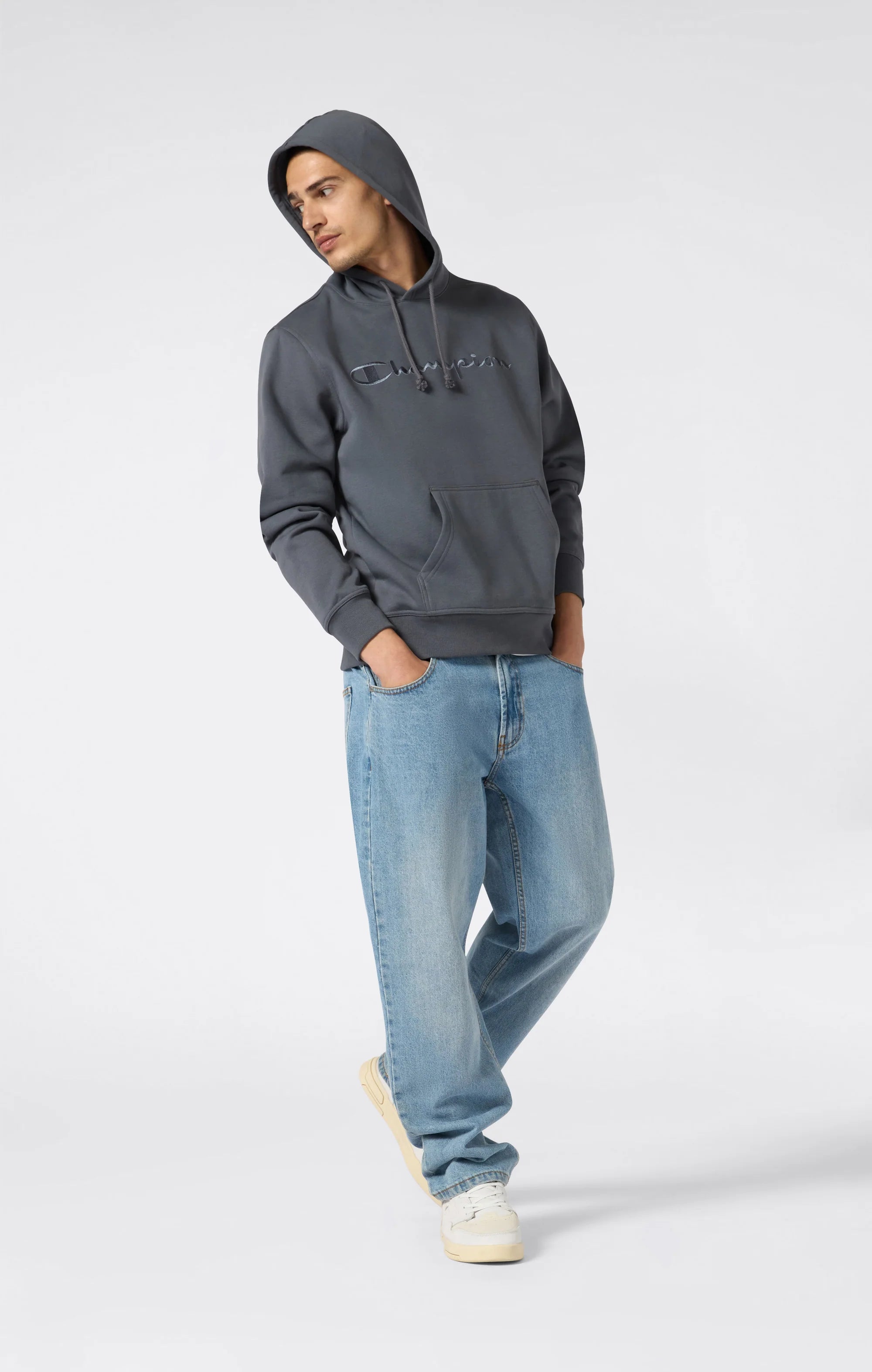 Champion Hoodie קפוצ'ון צ'מפיון בצבע אפור