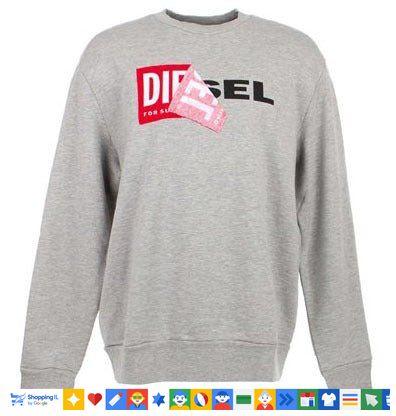 Diesel logo sweatshirt חולצת פוטר דיזל לגבר בצבע אפור - www.bbrands.co.il Diesel logo sweatshirt חולצת פוטר דיזל לגבר בצבע אפור