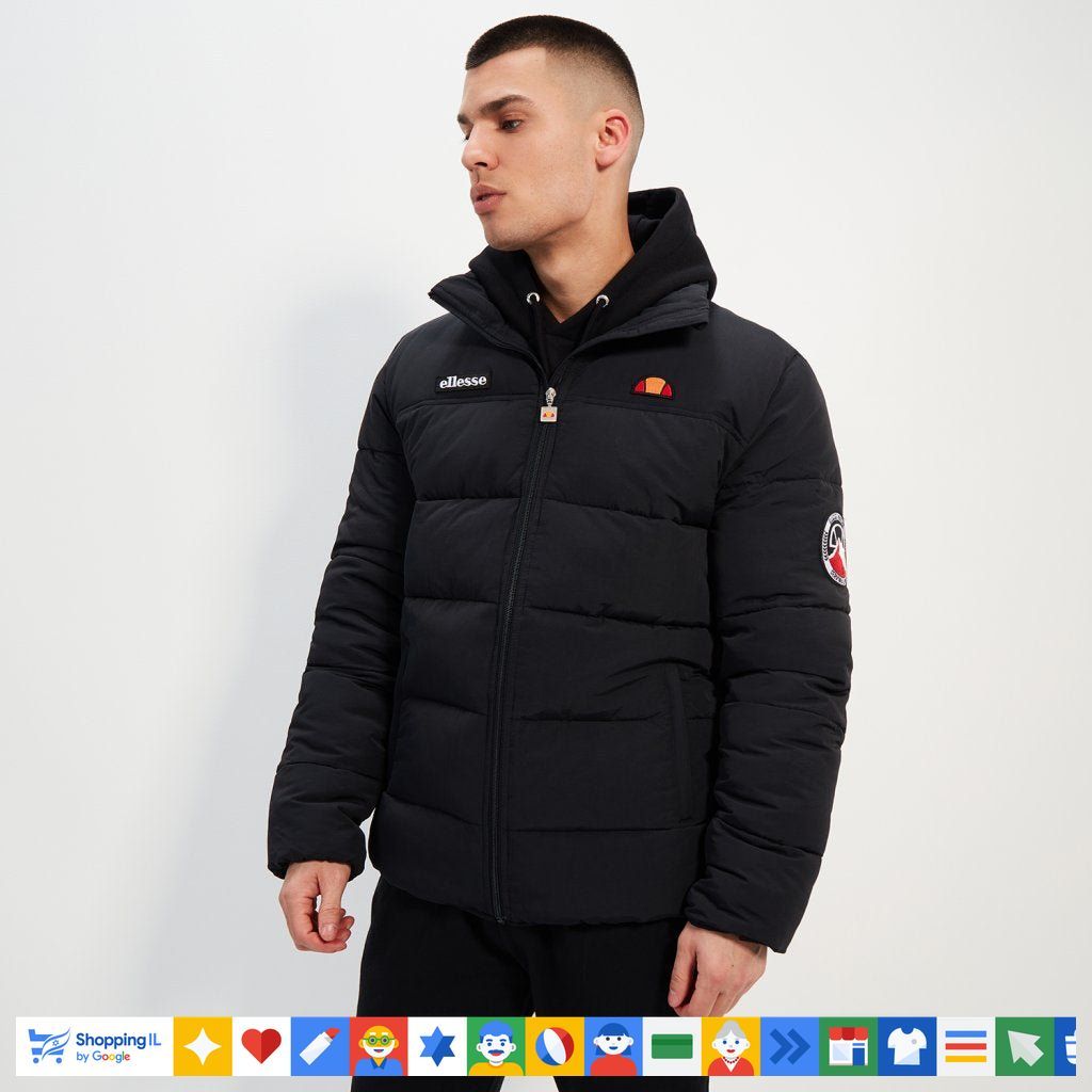 מעיל Ellesse שחור לגבר דובי פוף SHR12789-BLACK | מעיל אלס חורף איכותי | אופנת גברים B Brands