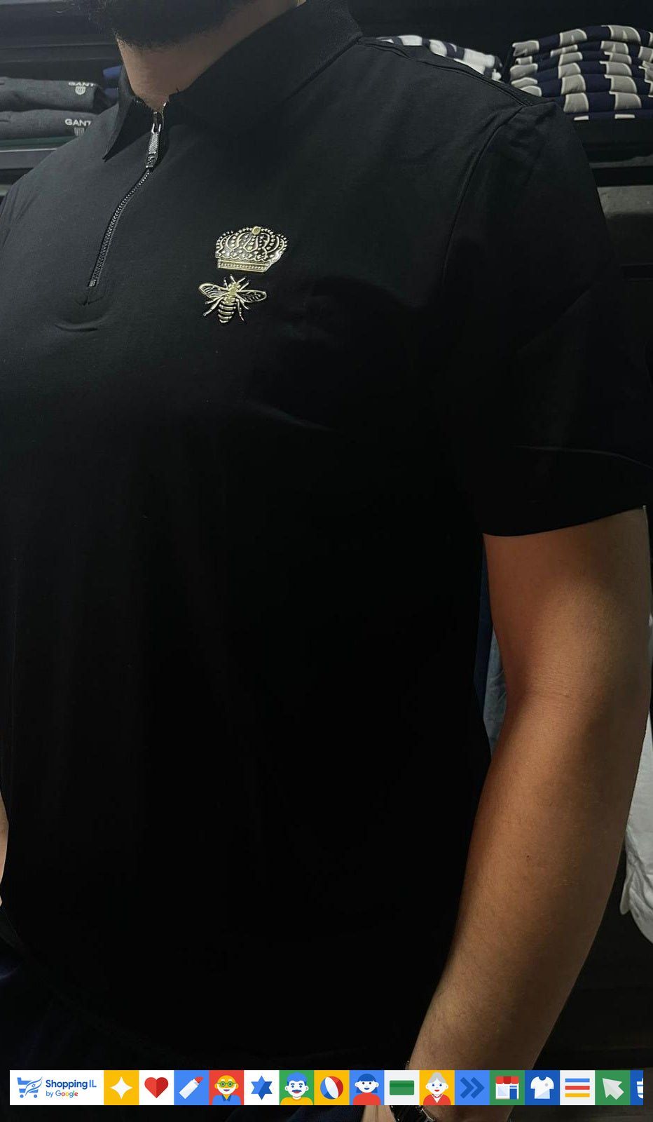 Emporio valentini jeans אימפוריו ולנטיני חולצת צווארון לוגו בצבע זהב - www.bbrands.co.il Emporio valentini jeans אימפוריו ולנטיני חולצת צווארון לוגו בצבע זהב