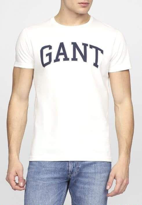 חולצת Gant T-shirt שרוול קצר לגבר בצבע לבן | חולצת לוגו גאנט | מידות גדולות עד 4XL | חנות מותגים B Brands
