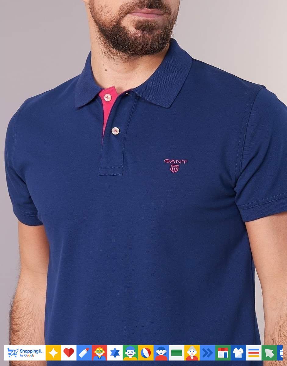 חולצת Gant Polo Shirt לגבר בצבע כחול | חולצת צווארון פולו גאנט קלאסית | אופנה אלגנטית | חנות מותגים B Brands