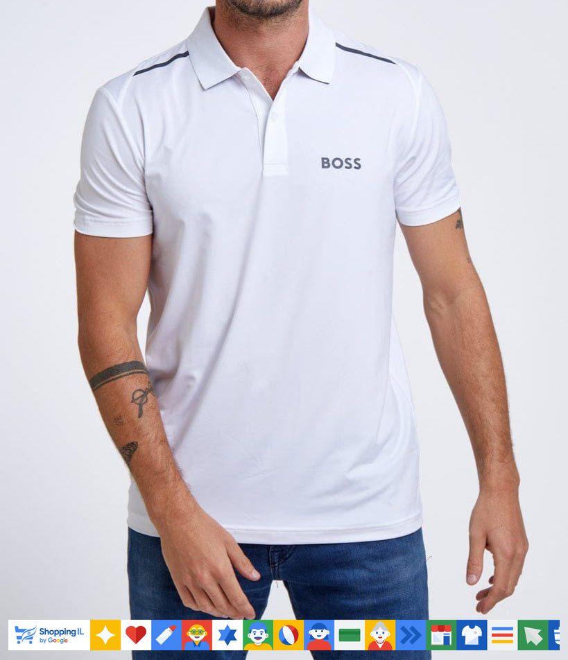 Hugo Boss polo shirt הוגו בוס חולצת צווארון בצבע לבן - www.bbrands.co.il Hugo Boss polo shirt הוגו בוס חולצת צווארון בצבע לבן