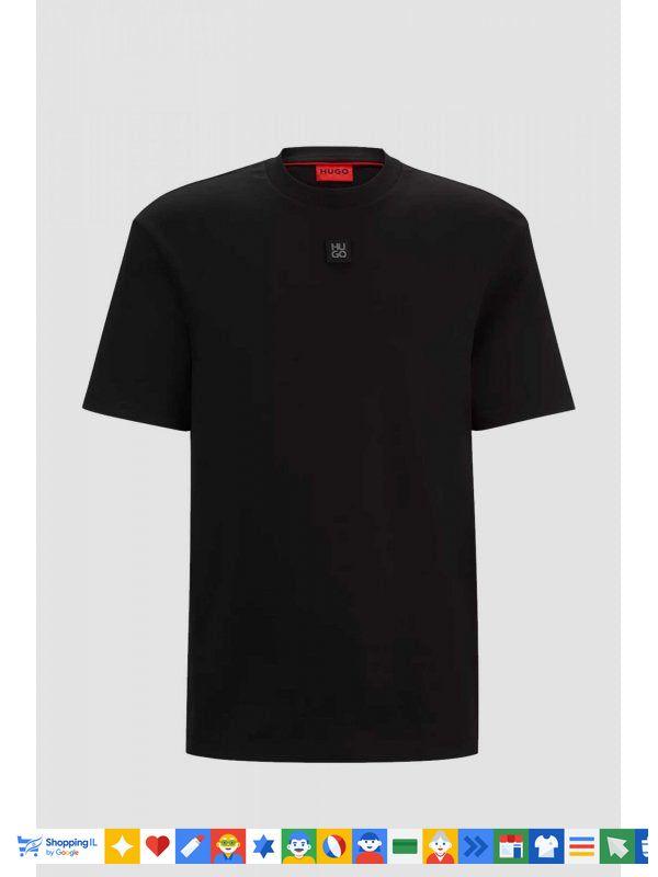 חולצת טי-שירט Hugo לגבר בצבע שחור 50470952-001 | חולצת הוגו מרצ'ורייז לוגו מעוצב | אופנת גברים B Brands