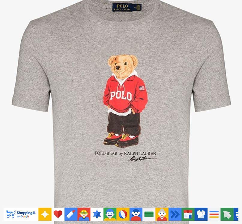 חולצת Ralph Lauren Bear לגבר בצבע אפור | חולצת דובי Polo Bear מהדורה מוגבלת | אופנה יוקרתית | חנות מותגים B Brands