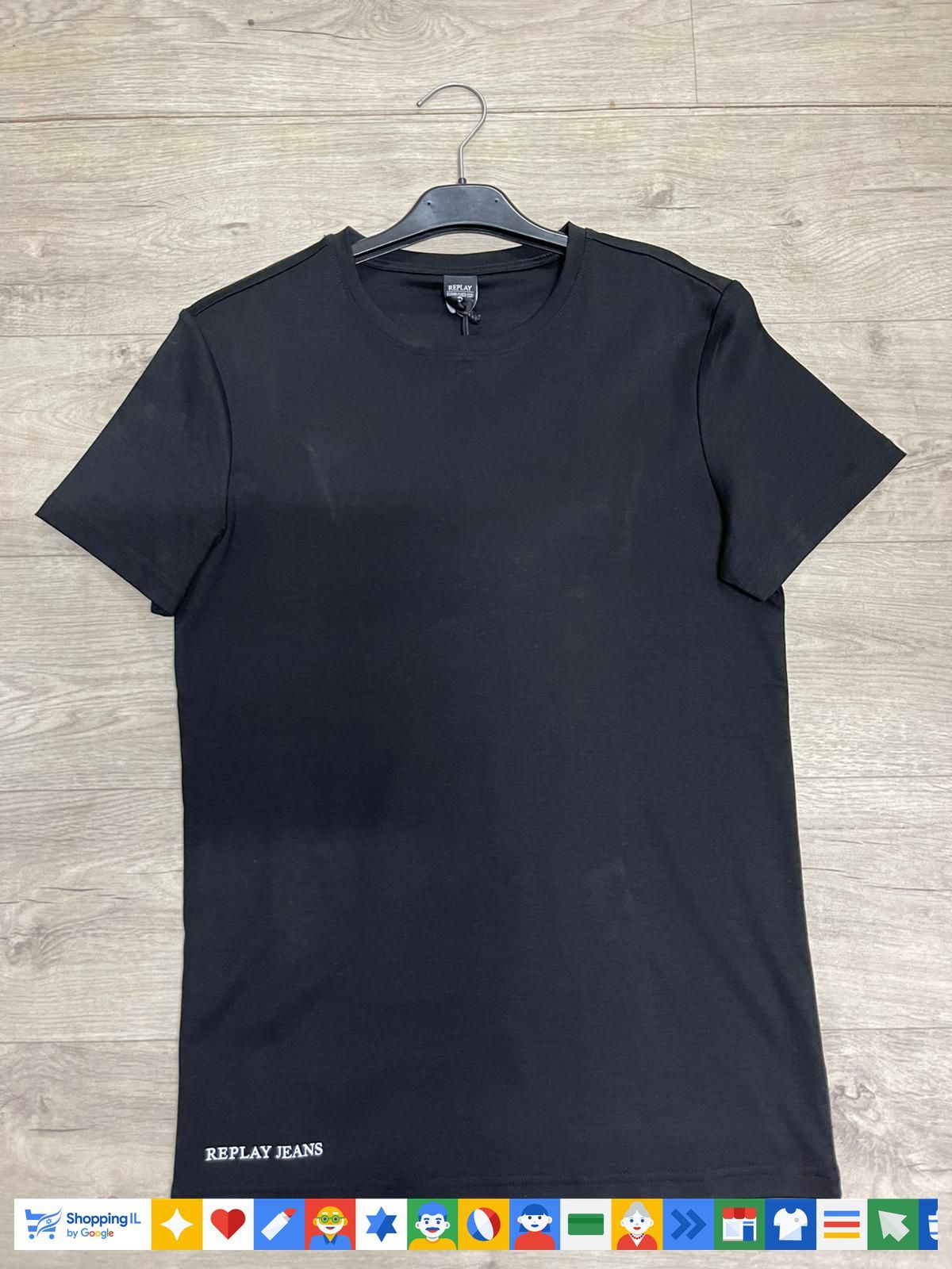 חולצת טי-שירט Replay לגבר בצבע שחור | טישרט בסיס ריפליי | אופנת גברים | חנות מותגים B Brands