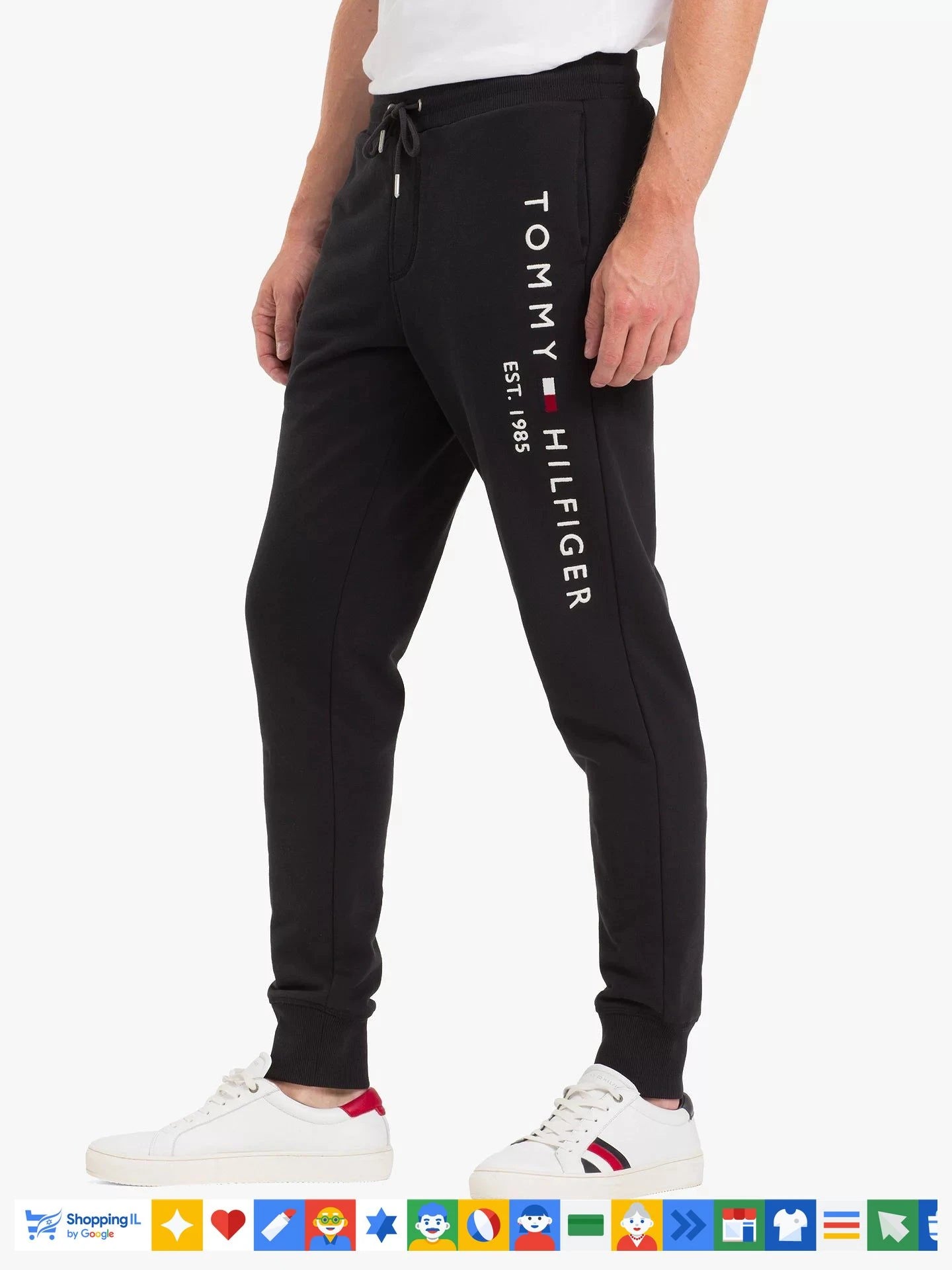 מכנס טרנינג Tommy Hilfiger שחור לגבר TH-MLN-TRKPNT-BLK-25W | מכנסי טומי הילפיגר ג'וגר חורף | אופנת גברים B Brands