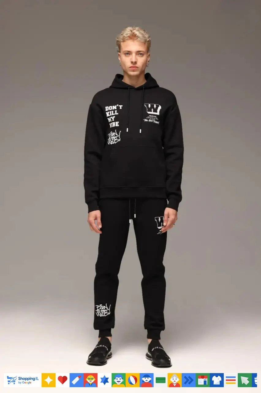 חליפת טרנינג W Jeans שחורה סט שלם לגבר WJ-TRK-DKMV-BLK | טרנינג דאבליו ג'ינס מהדורה מיוחדת | אופנת גברים B Brands