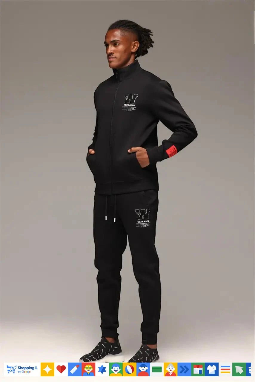 חליפת טרנינג W Jeans שחורה סט שלם לגבר WJ-TRK-LTD-BLK | טרנינג דאבליו ג'ינס Limited Edition | אופנת גברים B Brands