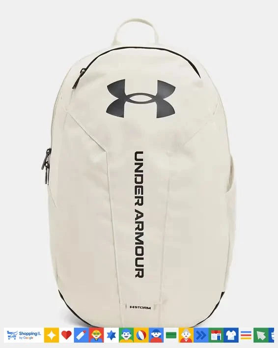 תיק גב Under Armour Hustle Lite בצבע קרם 1364180-110 | תיק ספורט אנדר ארמור עמיד במים | ציוד ספורט B Brands