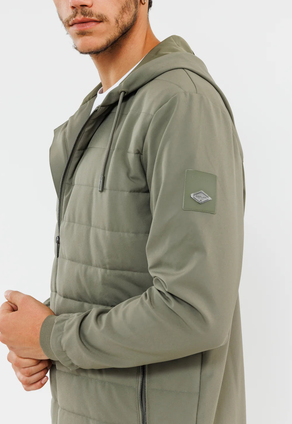 Replay coat ריפלי מעיל פוף מרופד בצבע ירוק זית