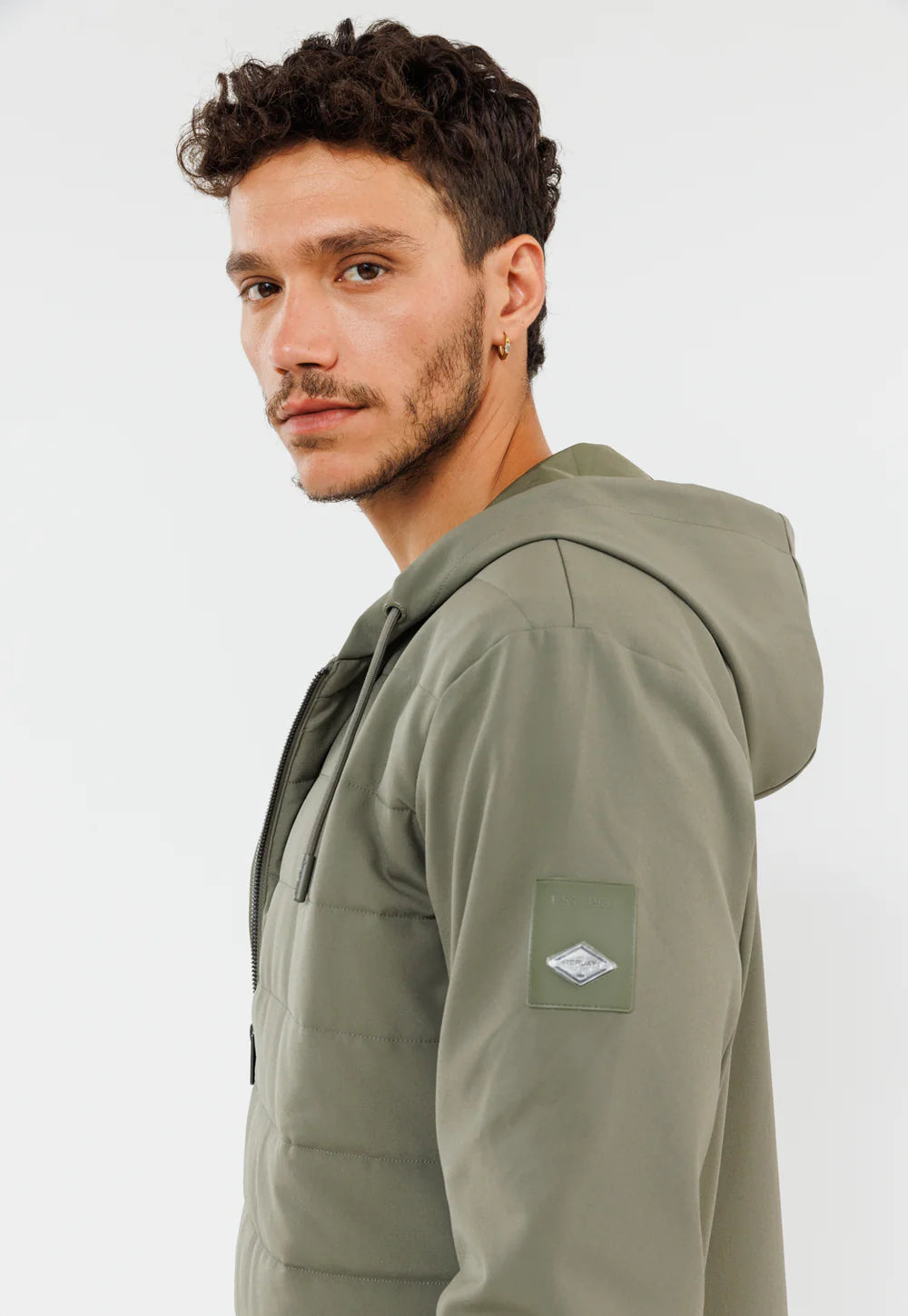 Replay coat ריפלי מעיל פוף מרופד בצבע ירוק זית