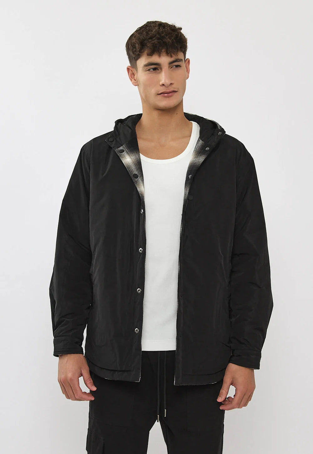 Replay Limited Edition Planel Coat ריפלי מעיל מרופד בצבע שחור מתהפך 2 צדדים