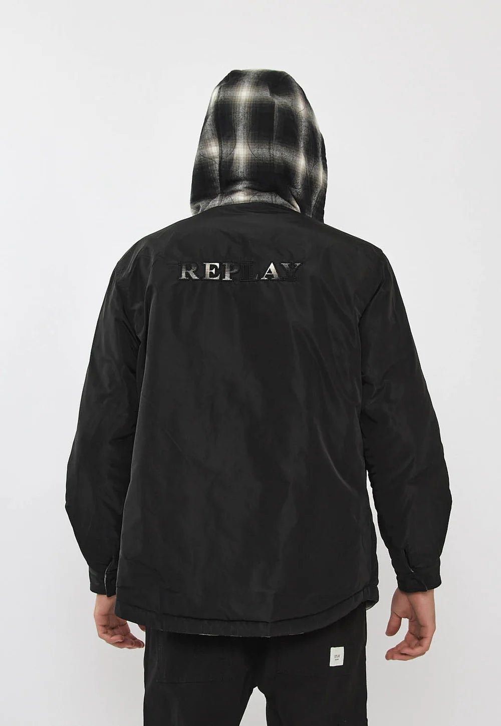 Replay Limited Edition Planel Coat ריפלי מעיל מרופד בצבע שחור מתהפך 2 צדדים