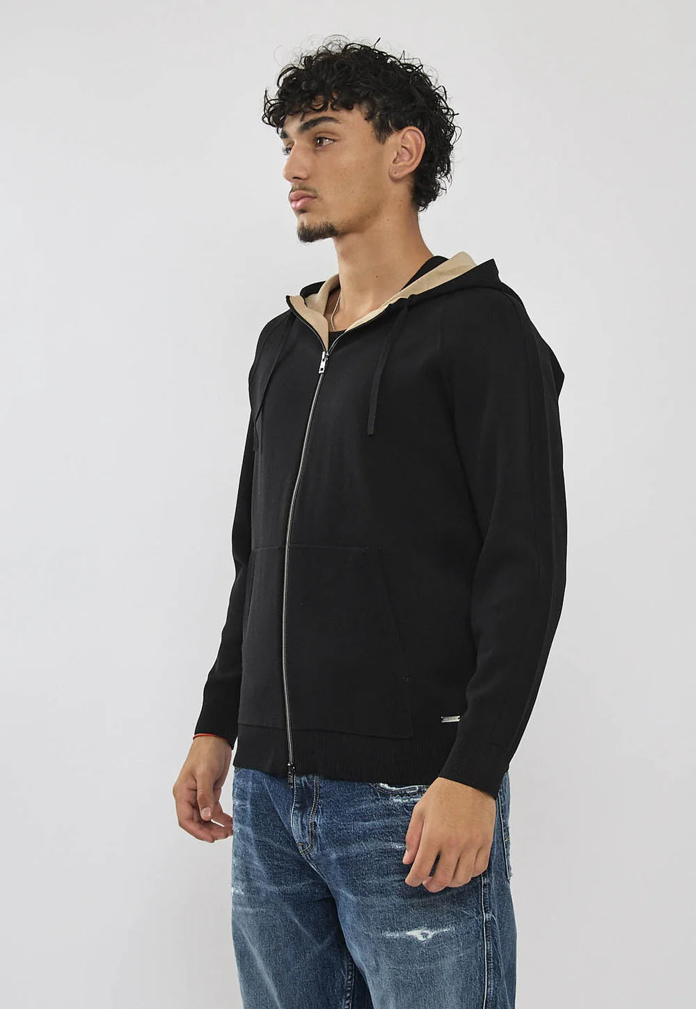 Replay Jacket ריפליי קפוצ'ון סרוג לגבר בצבע שחור