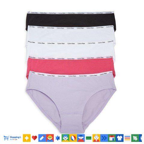 מארז 5 יחידות תחתונים CK Calvin Klein לנשים בצבעים שחור, אדום, לבן, סגול | 95% כותנה | חנות מותגים B Brands