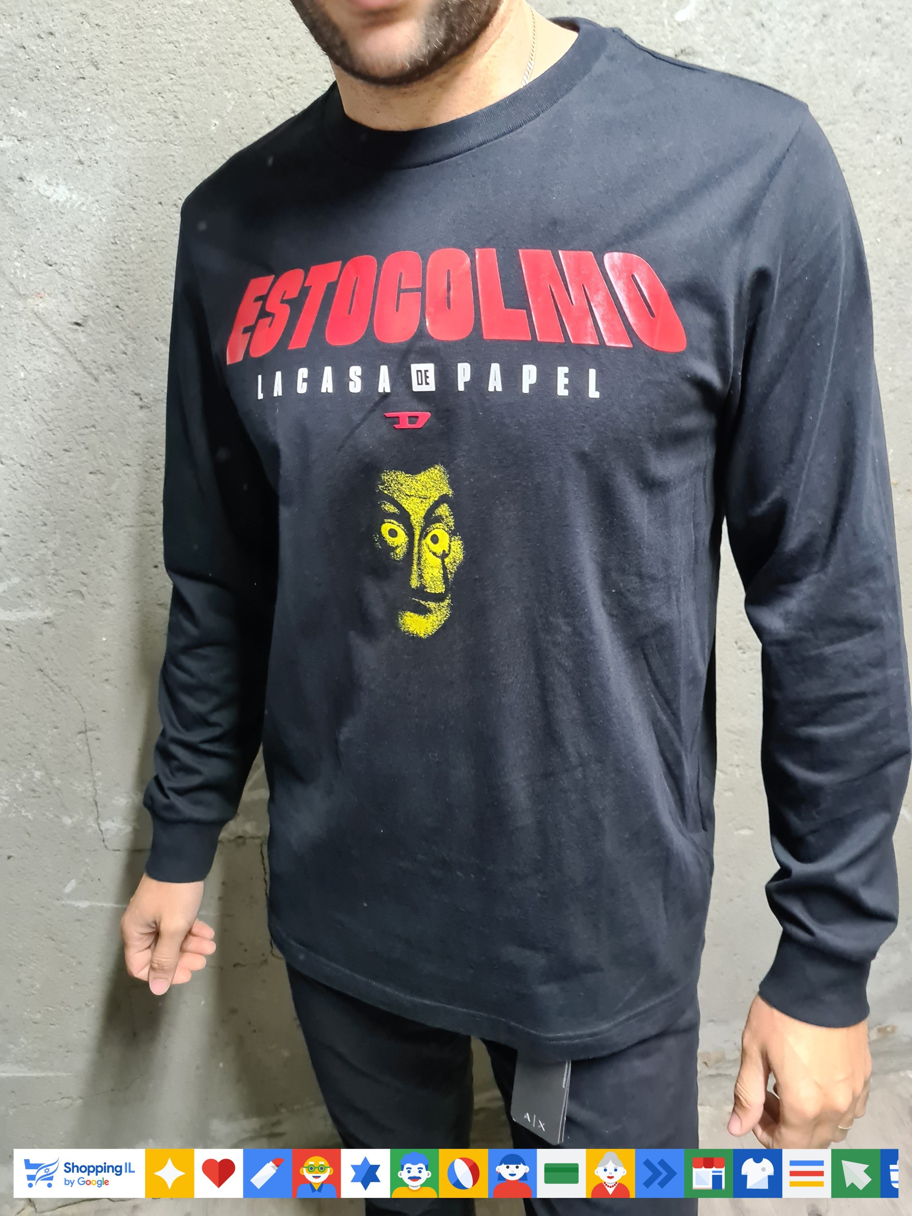 חולצת טי-שירט Diesel × Netflix La Casa De Papel לגבר אפור כהה | מהדורה מיוחדת דיזל | אופנת גברים | חנות מותגים B Brands