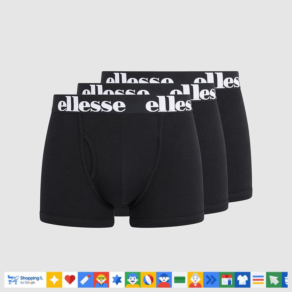 מארז 3 בוקסרים Ellesse HALI Boxers לגבר בצבע שחור 518SHAY061411 | הלבשה תחתונה אלס כותנה | אופנת גברים B Brands