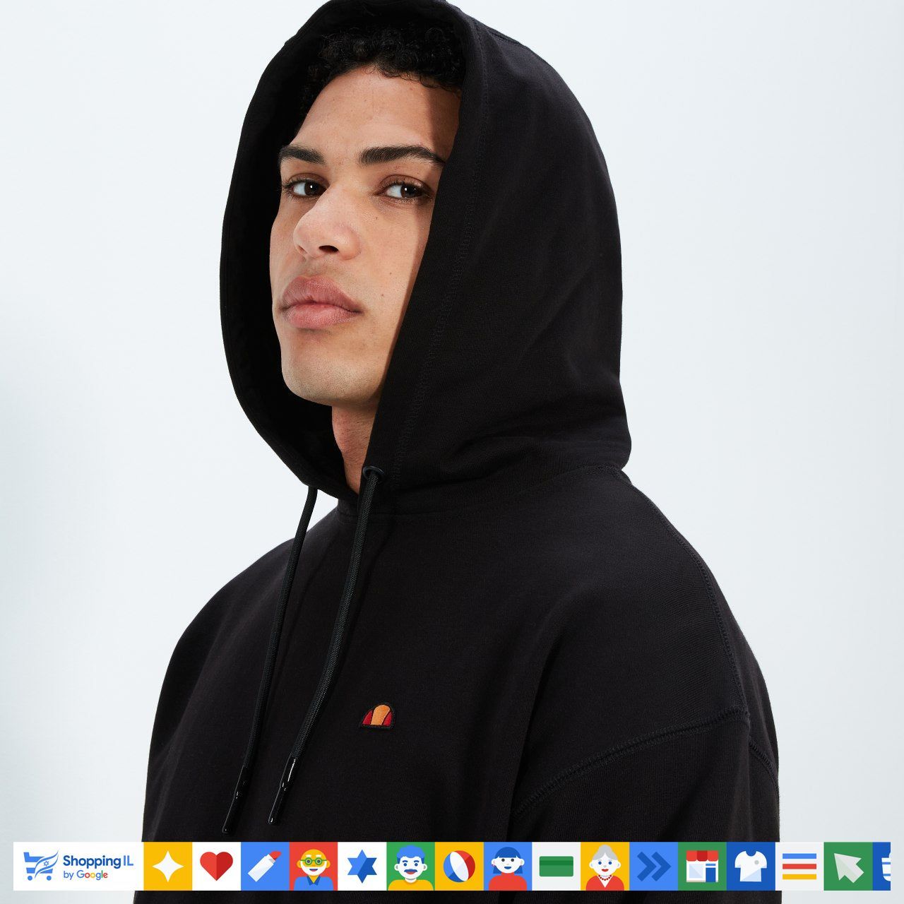 קפוצ'ון Ellesse שחור לגבר 518SHT1800111 | סווטשירט קפוצ'ון אלס Club Caldine OH חורף | אופנת גברים B Brands