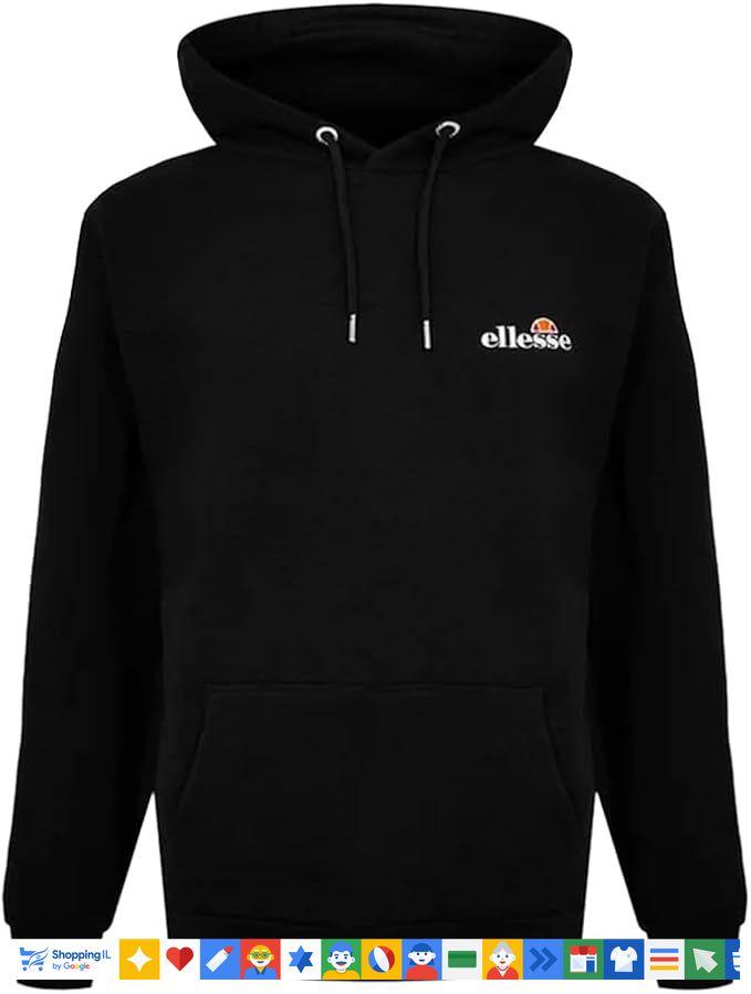 קפוצ'ון Ellesse שחור לגבר Solleva OH Hoodie SHR16809 011 | קפוצ'ון אלס חורף לוגו בחזית | אופנת גברים B Brands
