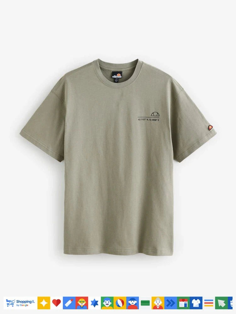 חולצת טי-שירט Ellesse DESTINATION-PARETE לגבר ירוק זית 518SHZ21857011 | חולצת אלס אוברסייז ספורטיבית | אופנת גברים B Brands