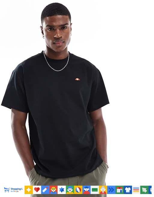 חולצת טי-שירט Ellesse Premium Club לגבר בצבע שחור 518SHZ22155214 | חולצת אלס אוברסייז כותנה | אופנת גברים B Brands