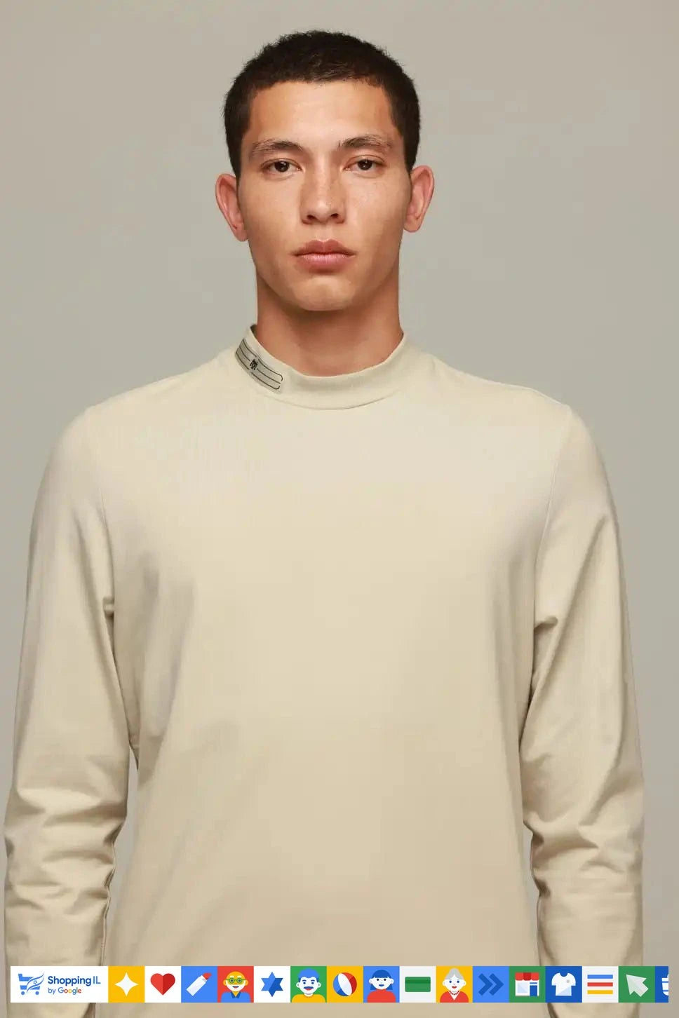 טי-שירט Emporio Valentini בז' שרוול ארוך לגבר TLFW2413M | חולצת טי-שירט אמפוריו ולנטיני חורף | אופנת גברים B Brands