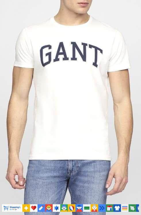 חולצת Gant T-shirt שרוול קצר לגבר בצבע לבן | חולצת לוגו גאנט | מידות גדולות עד 4XL | חנות מותגים B Brands