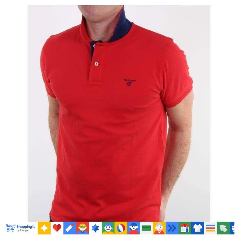 חולצת Gant Polo Shirt לגבר בצבע אדום | חולצת צווארון פולו גאנט קלאסית | אופנה אלגנטית | חנות מותגים B Brands