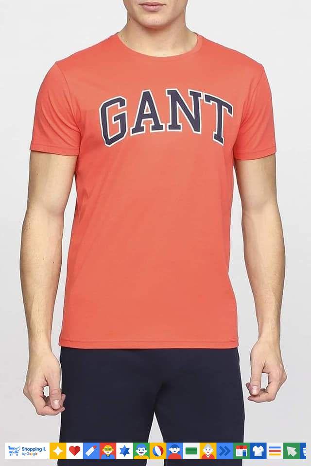 חולצת Gant T-shirt לגבר בצבע כתום | חולצת לוגו בסיסית גאנט | מידות גדולות עד 4XL | חנות מותגים B Brands