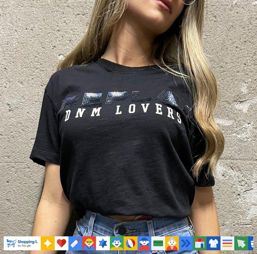 חולצת טי-שירט Replay לנשים בצבע שחור | טישרט בסיס ריפליי | אופנת נשים | חנות מותגים B Brands