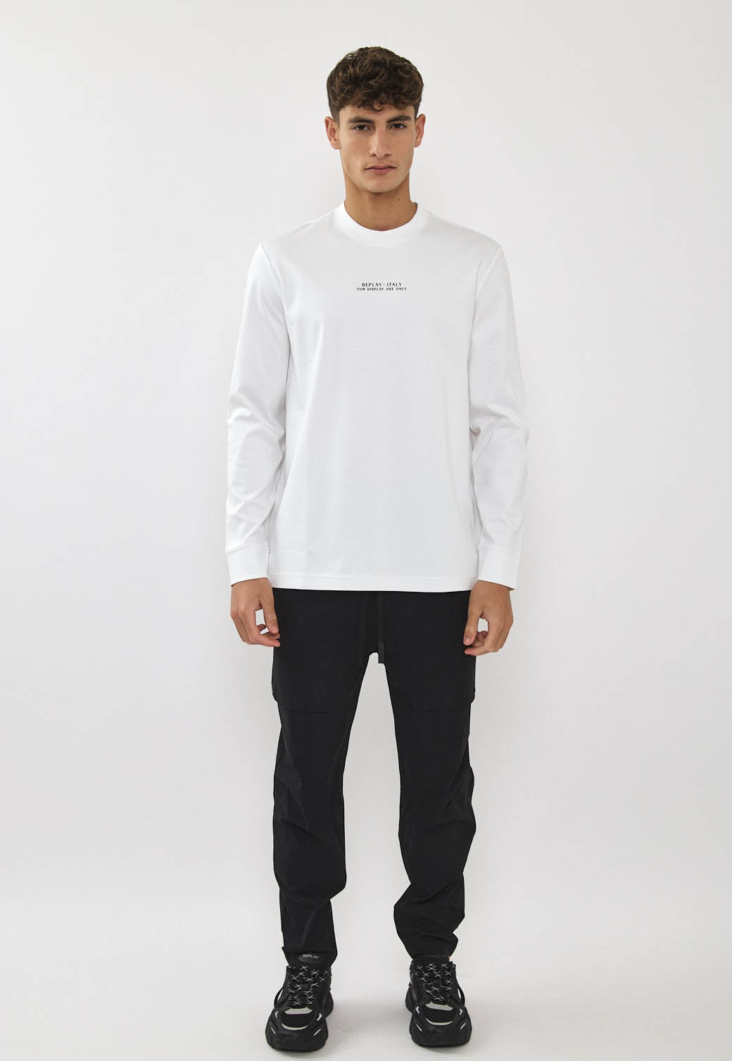 Replay tshirt טישרט ריפליי שרוול ארוך לבן לגבר