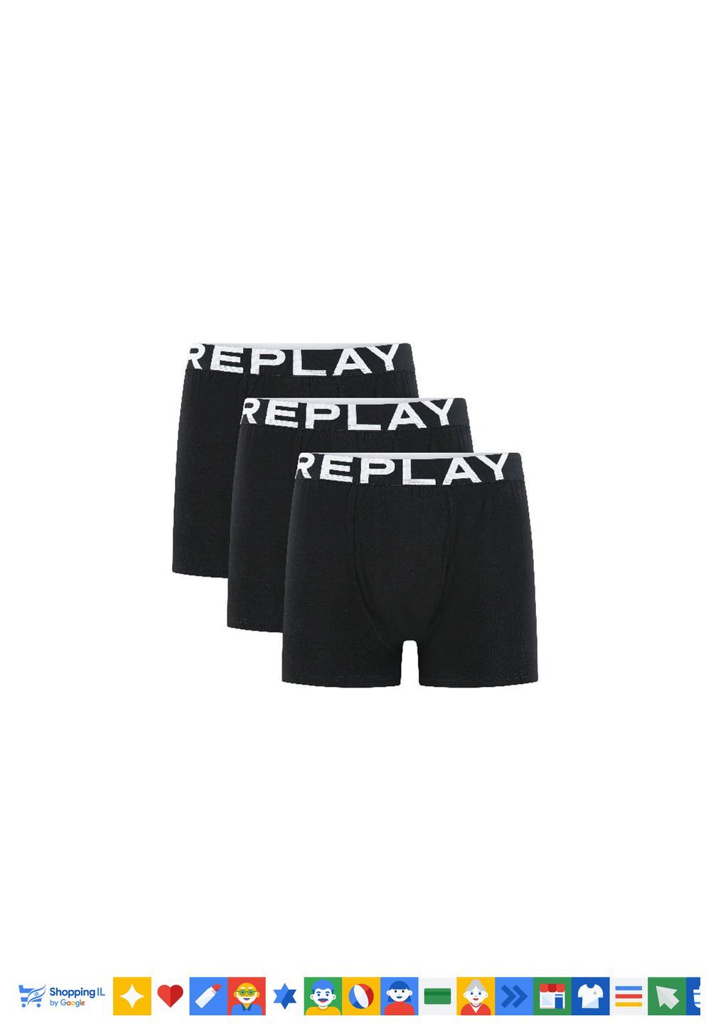 מארז שלישיית בוקסרים Replay לגבר בצבע שחור R048-90 | בוקסרים ריפליי נוחים ואיכותיים | הלבשה תחתונה לגברים | חנות מותגים B Brands