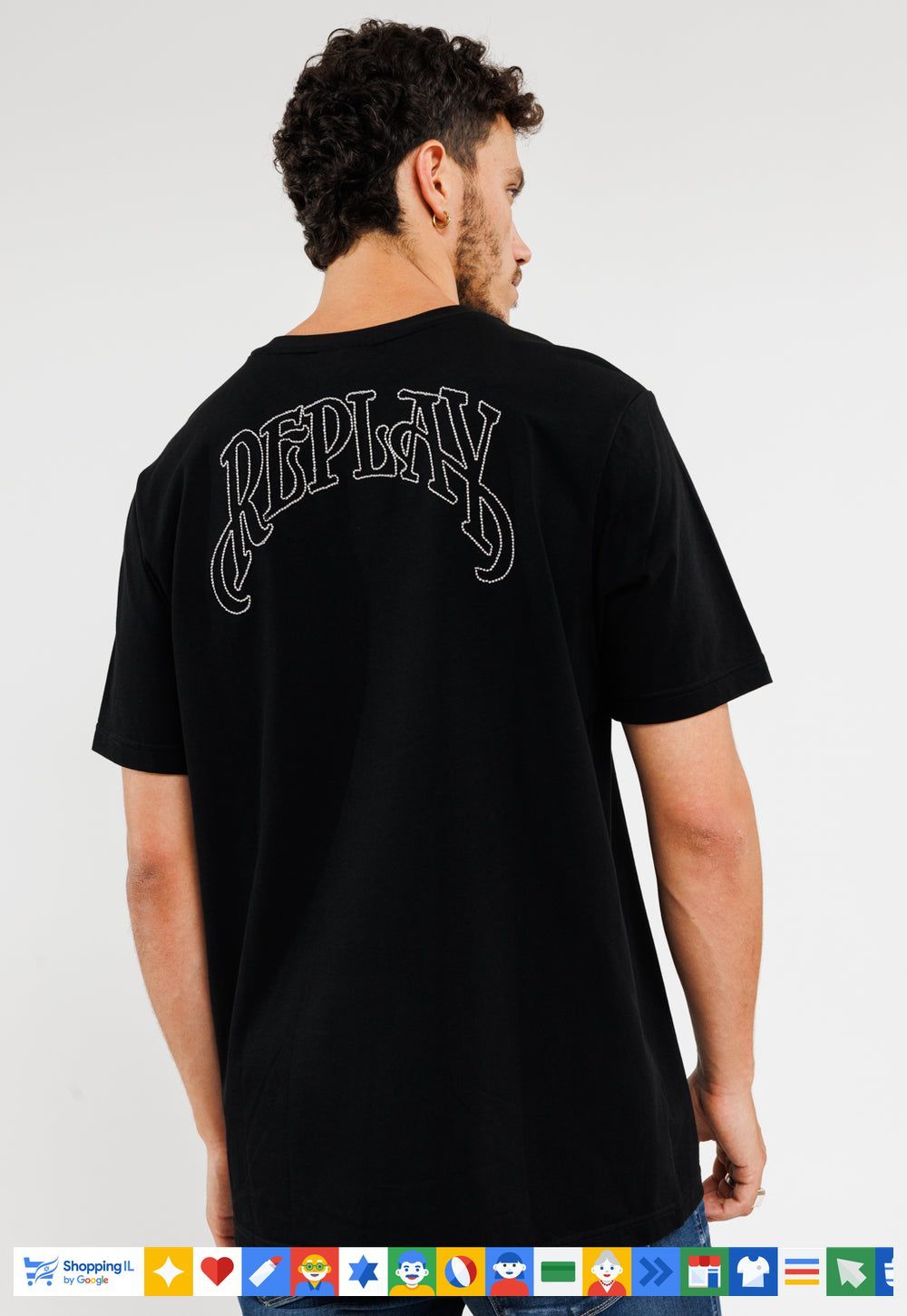 חולצת טי-שירט Replay T-shirt שחורה לגבר M6708.000.23158P-098 | חולצת ריפליי שרוול קצר כותנה | אופנת גברים יוקרתית | חנות מותגים B Brands