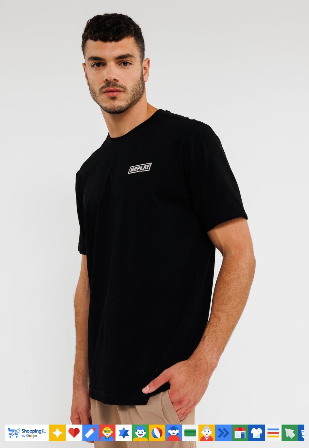 חולצת טי-שירט Replay T-shirt שחורה לגבר M6708.000.23158P-098 | חולצת ריפליי שרוול קצר כותנה | אופנת גברים יוקרתית | חנות מותגים B Brands