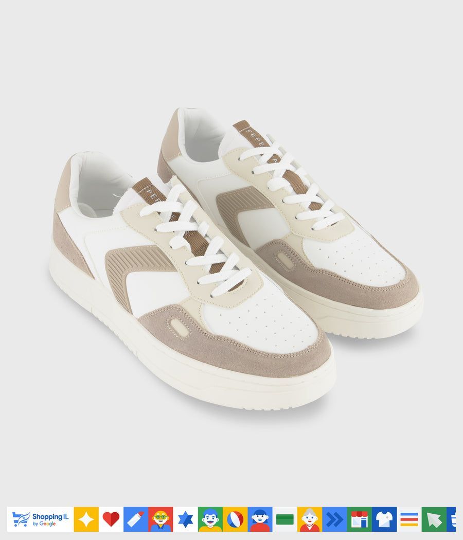 נעלי סניקרס Pepe Jeans לגבר בצבע קרם PMS40038-818 | נעלי פפה ג'ינס אופנתיות | אופנת גברים | חנות מותגים B Brands