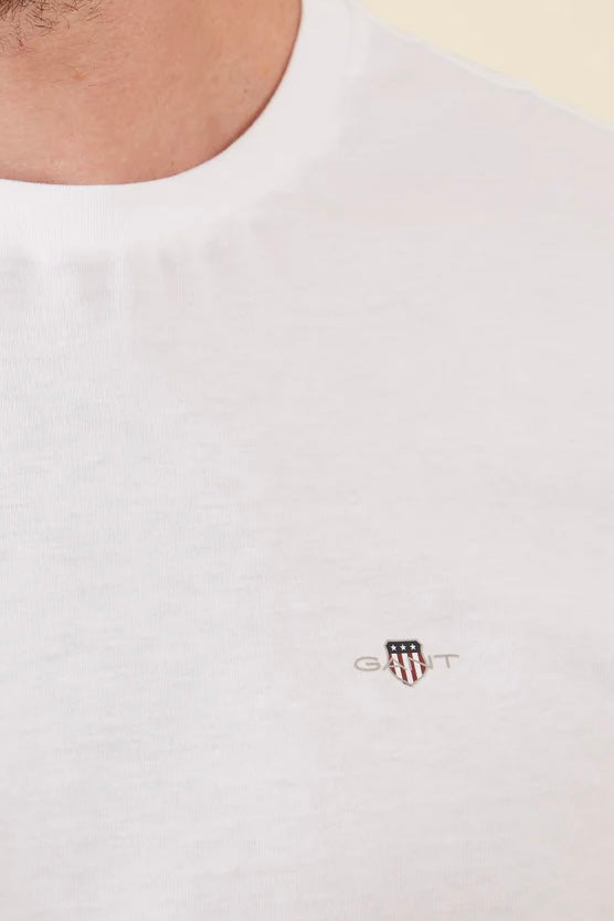 Gant Slim Fit Shield גאנט חולצת טישרט לבנה שרוול קצר