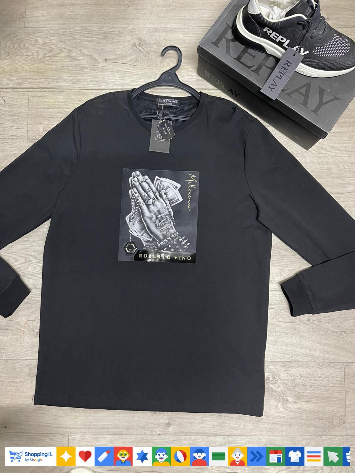 חולצת שרוול ארוך Roberto Vino Men לגבר בצבע אפור | אופנת רוברטו וינו | חנות מותגים B Brands