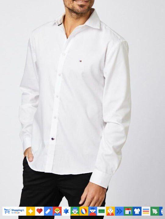 Tommy Hilfiger Slim Fit Shirt מכופתרת טומי הילפיגר צבע לבן - www.bbrands.co.il Tommy Hilfiger Slim Fit Shirt מכופתרת טומי הילפיגר צבע לבן
