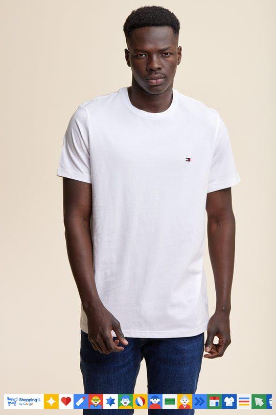 חולצת טי-שירט Tommy Hilfiger לגבר בצבע לבן DM0DM09586-YBR | חולצת טומי הילפיגר קלאסית כותנה | אופנת גברים B Brands