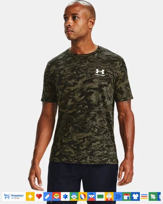 חולצת טי-שירט Under Armour UA ABC Camo לגבר בצבע צבאי 1357727001 | חולצת אימון אנדר ארמור מנדפת לוגו גדול | ציוד ספורט B Brands