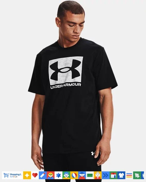 חולצת טי-שירט Under Armour UA ABC Camo Boxed Logo SS לגבר שחור 1361673001 | חולצת אימון אנדר ארמור לוגו גדול | ציוד ספורט B Brands