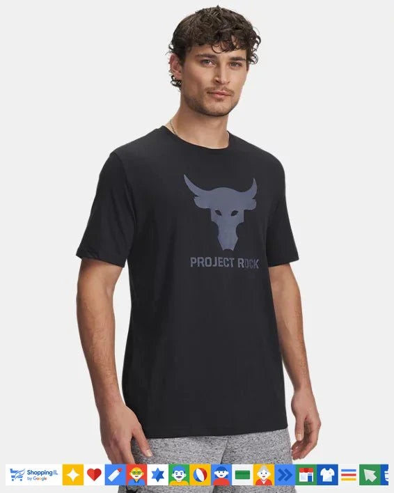 חולצת טי-שירט Under Armour Project Rock Brahma Bull לגבר שחור 1383191001 | חולצת אנדר ארמור דה רוק | ציוד ספורט B Brands