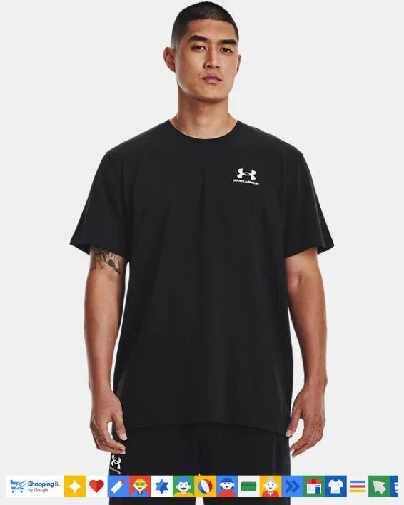חולצת טי-שירט Under Armour Heavyweight לגבר בצבע שחור 1373997001 | חולצת אנדר ארמור כותנה כבדה | אופנת גברים B Brands
